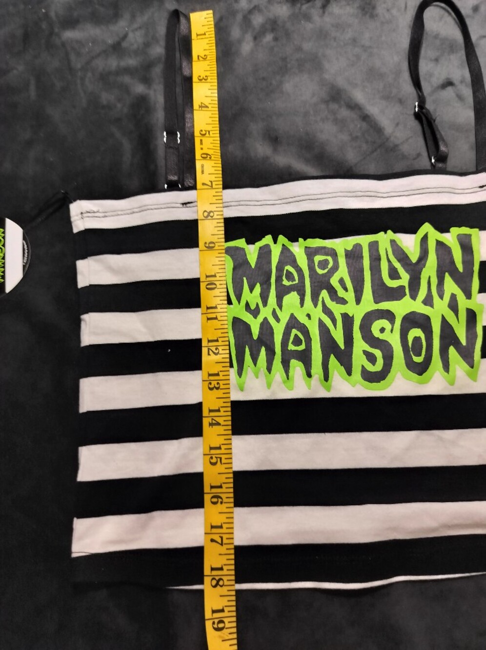 NWT Rare Dolls Kill Marilyn Manson Black & White Striped Tank Neon Green Medium - Picture 8 of 8